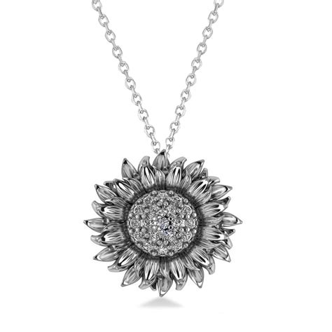 White Gold Sunflower Necklace